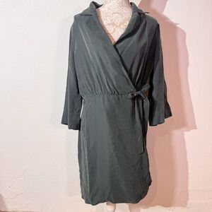 Mango // blue, grey wrap front suit dress size 10 ap2